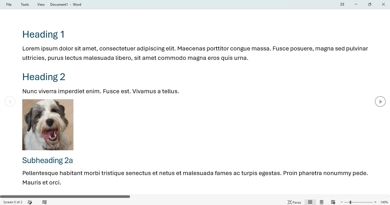 Read mode view in Microsoft Word